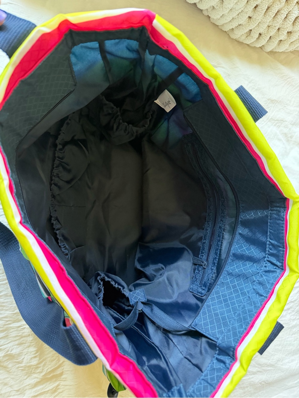 Thirty-One Gifts Preppy Pop Striped Tote in Lime, Teal, Pink & Navy - Picture 2 of 5